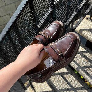 Sam Edelman Laurs Lug Sole Loafer Chunky Platform Women's 8M Brown Leather